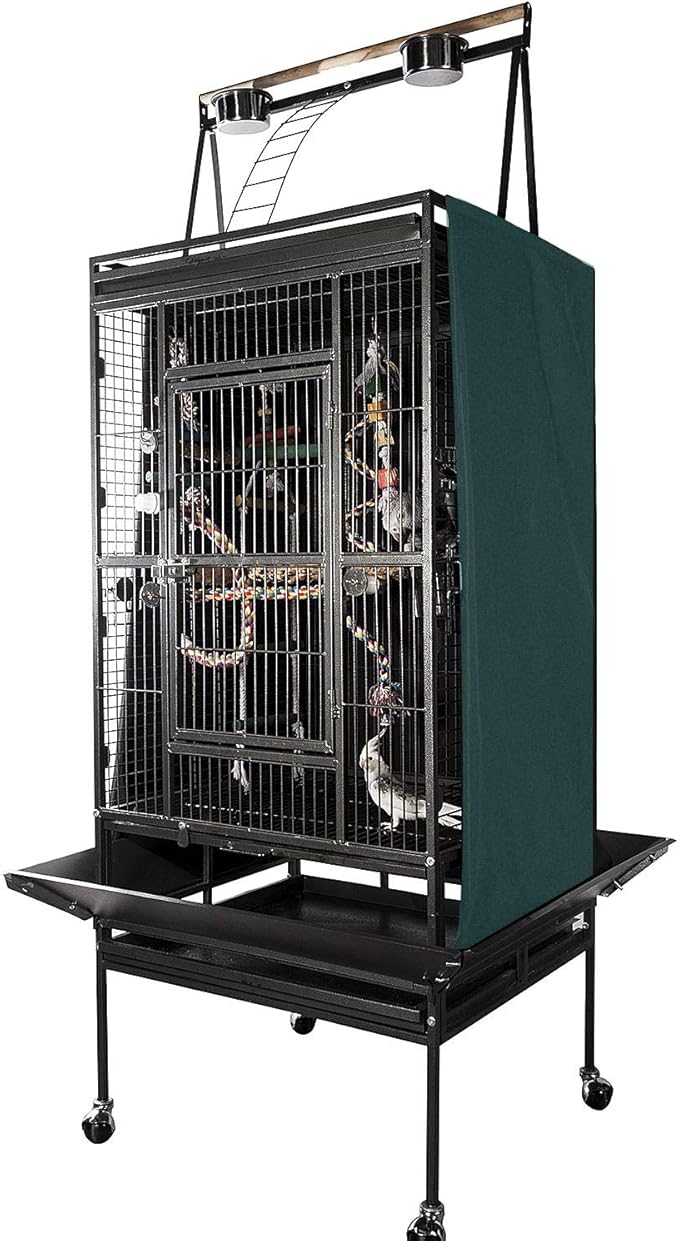 Good Night Bird Cage Cover for Large Bird Cage with Play Top (Patent Pending), Green 68"