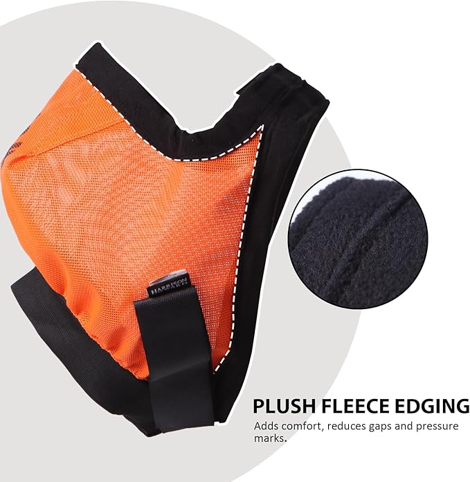 Harrison Howard Cattle Livestock Fly Mask Breathable Mesh Padded Edging with Fun Patterns Large Spacing Forelock Opening Design Adjustable Fit for Cattle Orange