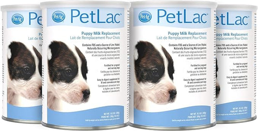 Pet-Ag PetLac Powder for Puppies - 10.5 oz, Pack of 4 - Puppy Milk Replacement Powder for Puppies Newborn to Six Weeks Old - Easy to Digest