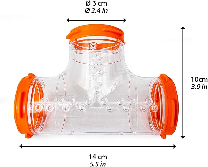 Ferplast Hamster Cage Play Tube | T-Tunnel, 5.5L x 3.9H x 2.4 Diameter Inches, Clear (84814099US1)