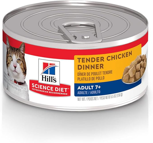 Hill's Science Diet Adult 7+, Senior Adult 7+ Premium Nutrition, Wet Cat Food, Chicken Stew, 5 oz Can, Case of 24