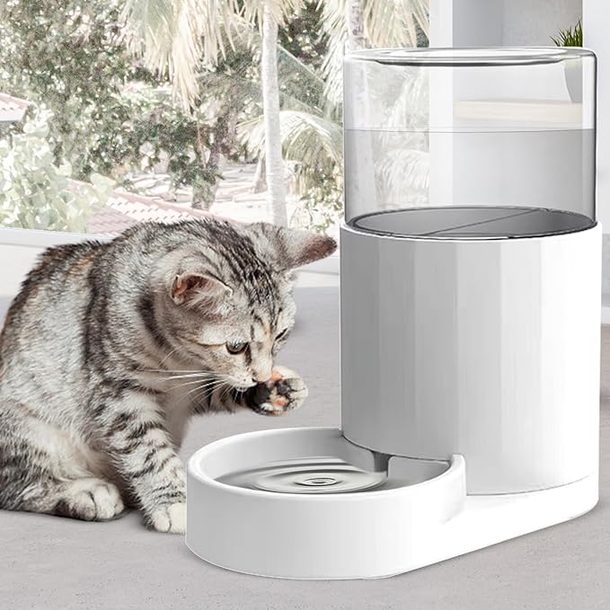 RIZZARI Automatic 3L Pet Waterer, Gravity Water Dispenser, 100% BPA-Free, Large Capacity Water Feeder for Cats and Small and Medium-Sized Dogs (3L,without Filter)