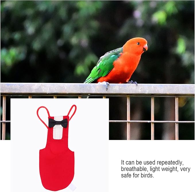 Baluue 1pc Parrot Flight Suit Bird Diaper Pet Bird Clothing Diapers Birdie Bird Flight Clothes Where Pet Bird Supplies Bird Flight Suit Tiger Skin Birds Small Animals Pigeon Red