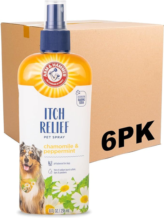 Arm & Hammer for Pets Itch Relief Spray for Dogs with Arm & Hammer Baking Soda, Chamomile and Peppermint Scent | Dog Itch Spray, Free of Sodium Lauryl Sulfate & Parabens, 8 Fl Oz - 6 Pack