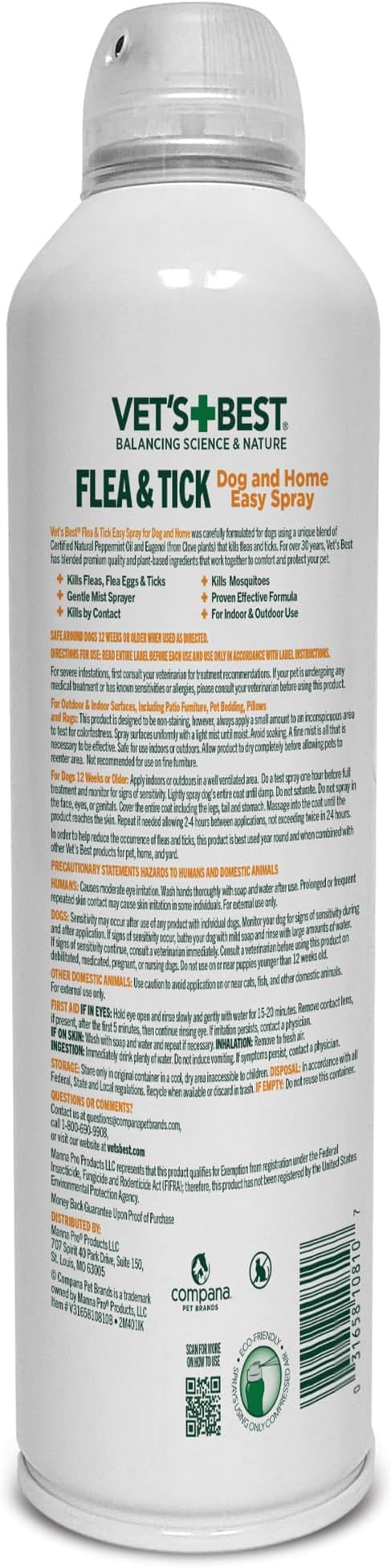 Vet's Best Flea and Tick Home Spray - Dog Flea and Tick Treatment for Home - Plant-Based Formula - Certified Natural Oils - 14 oz
