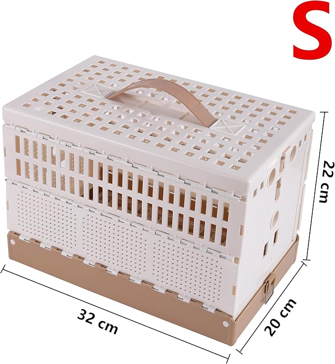 Plastic Folding Pigeon Cage, Portable Pet Bird Travel Cage Carrier Pigeon Cage Pairing Cage Pigeon Nest Box Easy to Clean for Training and Release Competition (S) （Two Doors ）