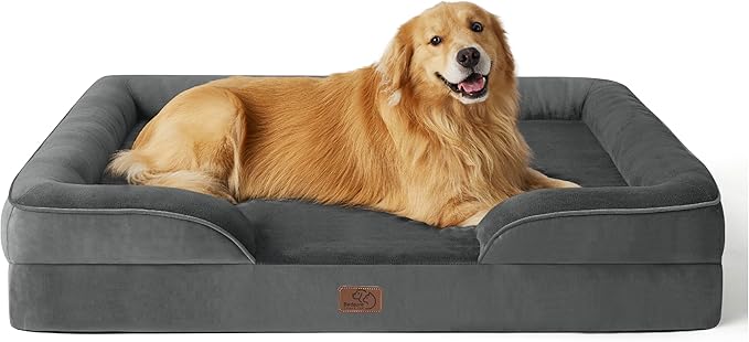 Bedsure Orthopedic Dog Bed for Extra Large Dogs - XL Plus Waterproof Dog Sofa Beds, Supportive Foam Pet Couch Bed with Removable Washable Cover, Waterproof Lining and Nonskid Bottom, Dark Grey