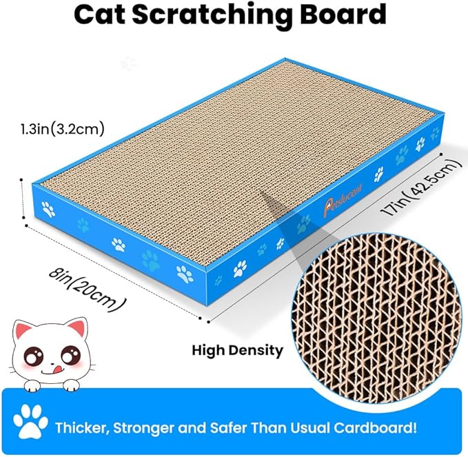 Petslucent Cat Scratching Board, Corrugate Cat Scratcher for Indoor Cats with Box, Cat Scratch Pad with Catnip, Cardboard Cat Scratcher Double-Sided Usability (1PCS)