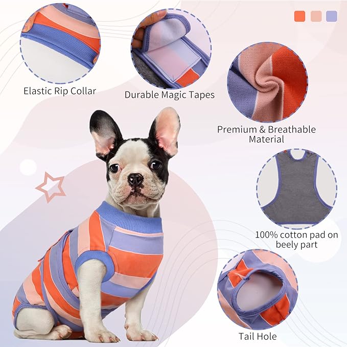 Kuoser Dog Recovery Suit, Dog Surgery Suit Female Spay Soft Breathable Dog Neuter Recovery Suit for Male Dogs, Prevent Licking Dog Onesie Pet Surgical Shirt Alternative to Cone E-Collar, 2XL