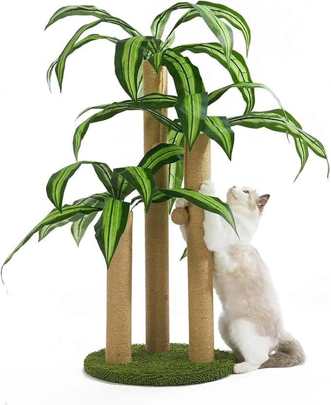 31.5Inch Cat Scratching Post,Cat Scratcher Tree with 3 Scratching Poles & 2 Interactive Dangling Balls,Cats Scratching Posts for Indoor Kitten & Adult Cats