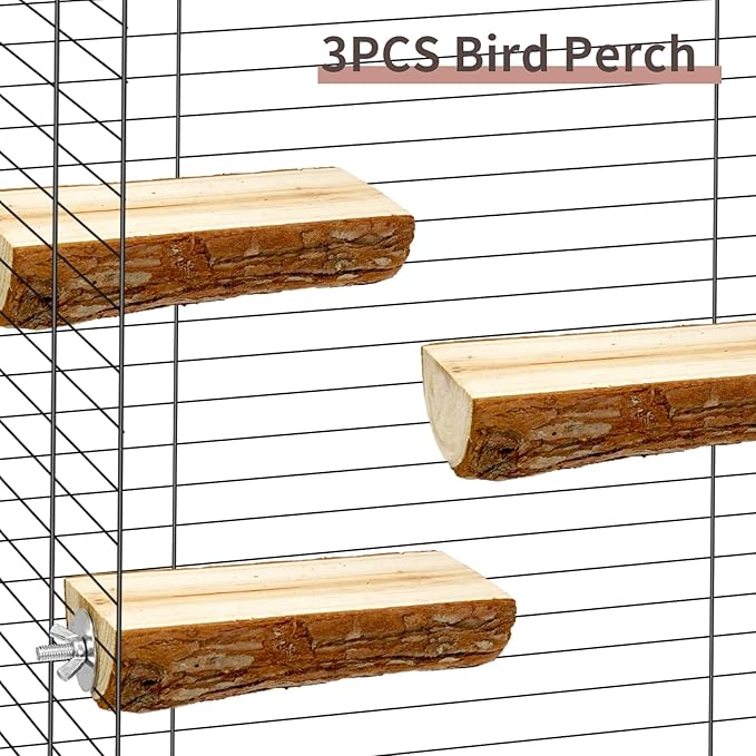 Bird Perches - Natural Wood Stand Branch for Small Birds，Branch Platform Standing Toys Cockatiel Cage Accessories（3PCS