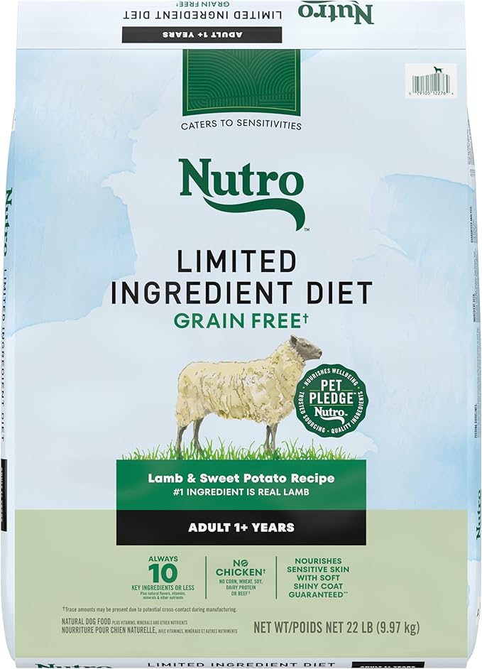 Nutro Limited Ingredient Diet Adult Dry Dog Food, Lamb & Sweet Potato Recipe, 22 lbs.