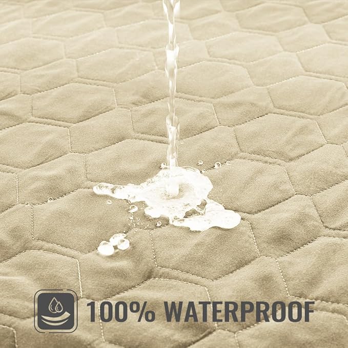 nanbowang Waterproof Dog Bed Covers Replacement Washable Pet Hair Easy to Remove, Dog Pillow Cover Quilted, Pet Bed Cover Lovely Puppy Bed Cover for Dog/Cat (35X44X6 (1pack), beige)