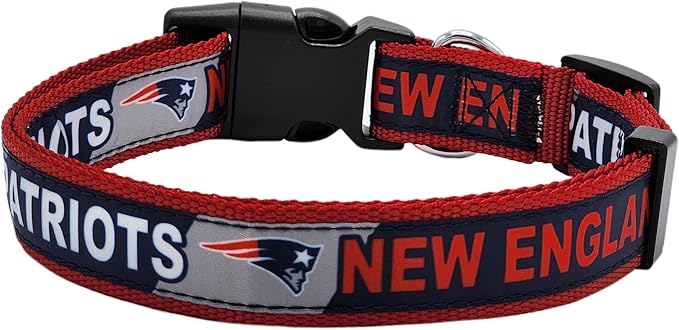 NFL PET Collar New England Patriots Dog Collar, Medium Football Team Collar for Dogs & Cats. A Shiny & Colorful Cat Collar & Dog Collar Licensed by The NFL