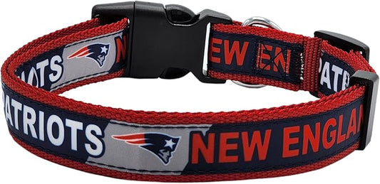 NFL PET Collar New England Patriots Dog Collar, Medium Football Team Collar for Dogs & Cats. A Shiny & Colorful Cat Collar & Dog Collar Licensed by The NFL