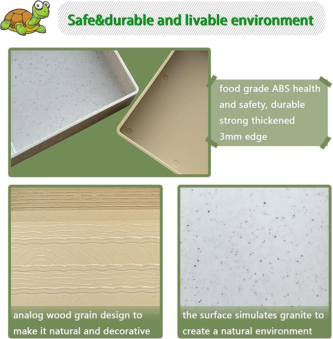 Tortoise Feeding Dish with Ramp and Basking-Platform - Leaf Tortoise Water Food Bowls, Reptile Water Dish Amphibians Habitat, Reptile Water Bowl Fit for Amphibians with Forcep Cleaning Clip