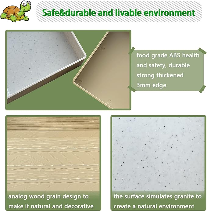 Tortoise Feeding Dish with Ramp and Basking-Platform - Leaf Tortoise Water Food Bowls, Reptile Water Dish Amphibians Habitat, Reptile Water Bowl Fit for Amphibians with Forcep Cleaning Clip