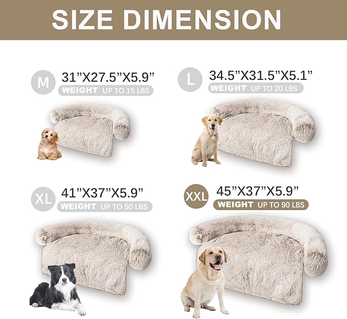 Tinaco Luxurious Calming Dogs/Cats Bed Mats, Washable Removable Couch Cover, Plush Long Fur Mat, Waterproof Lining, Perfect for Small, Medium and Large Pets (Gradient Brown, XXL)