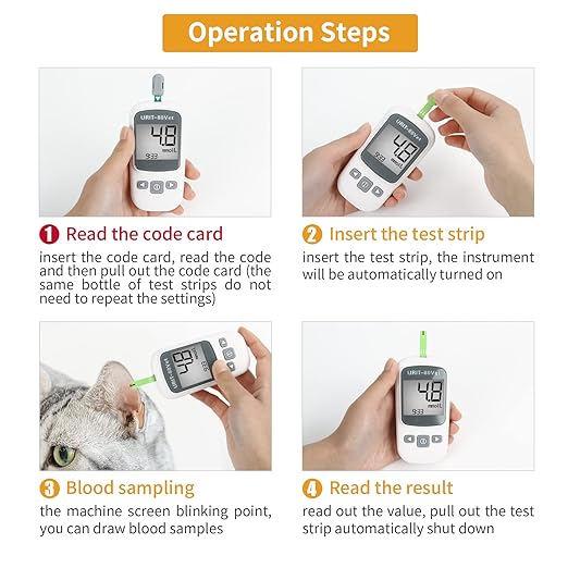 Pet Blood Glucose Meter for Dog Cat with 50 Test Strips, Blood Suger Monitor Kit,Blood Glucose Monitoring System for Dog/Cat Diabetes.