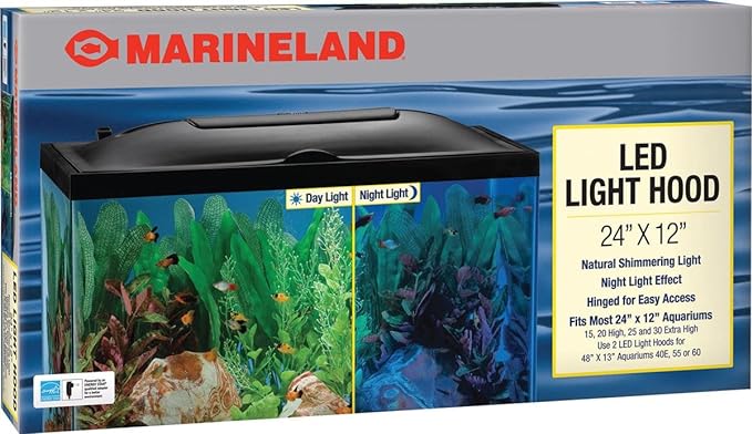 Marineland LED Light Hood for Aquariums, Day & Night Light 24 by 12-Inch,Blacks & Grays