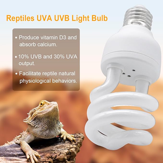 UVB Reptile Light Bulb 10.0 13W, UVA-UVB Bulbs for Reptiles Ideal for Rainforest Reptiles Bearded Dragons Lizard Tortoise Iguanas Chameleons Snake - 2 Pack