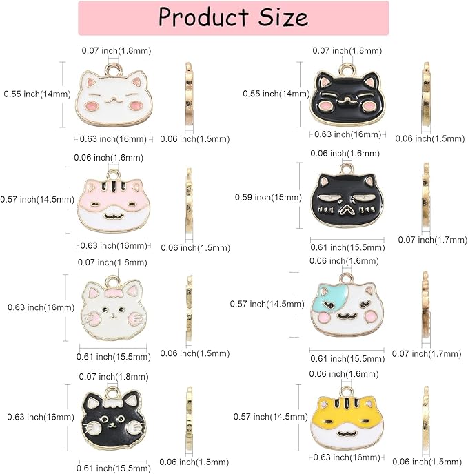 KitBeads 32pcs Enamel Cat Charms Cartoon Cute Kitten Charms Cartoon Animal Pet Cat Charms for Jewelry Making Bracelets Bulk