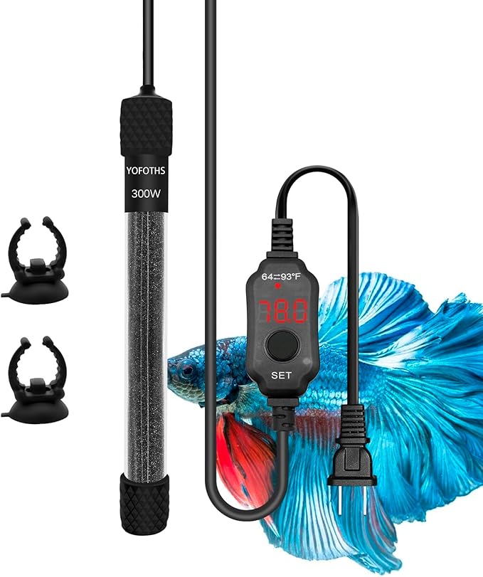 Small Submersible Aquarium Heater Submersible Small Fish Tank Heater 300W Digital Display Thermostat External Temperature Controller, for Tanks 40-60 Gallons (300W)