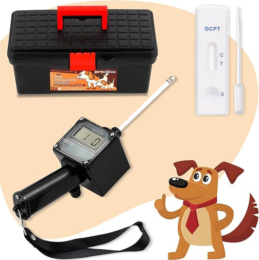 Dog Ovulation Detector & Canine Pregnancy Test Kit, Canine Breeder Tester with Portable Case Progesterone Test for Dogs at Home with English Manual