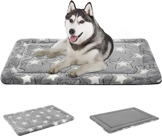 EMPSIGN Dog Bed Mat Dog Crate Pad Reversible (Cool & Warm), Machine Washable Dog Crate Mat, Kennel Pad for Dog Sleeping Mattress for Large Medium Small Dogs, Grey