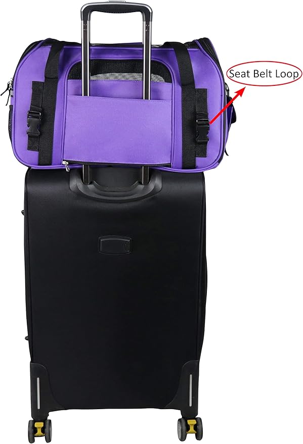 EliteField Soft Pet Carrier (3 Year Warranty, Airline Approved) Small Soft Dog Carrier Soft Cat Carrier Puppy Carrier Soft Sided Travel Carrier Bag (X-Large: 21" L x 12" W x 13" H, Purple)