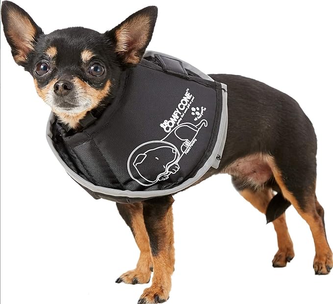 Comfy Cone Pet Cone for Dogs, Cats, X-Small, Black - Comfortable Soft Dog Cone Collar Alternative for After Surgery, Wound Care, Spay, Neuter - Dog and Cat Recovery Collar