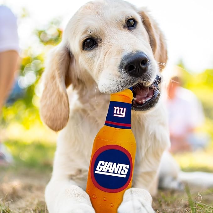 Pets First NFL New York Giants Football Stadium Snax Gift Boxset, Set of 3 Dog Toys with Inner Squeakers. Football Themed Dog Toys with NFL Team Logo