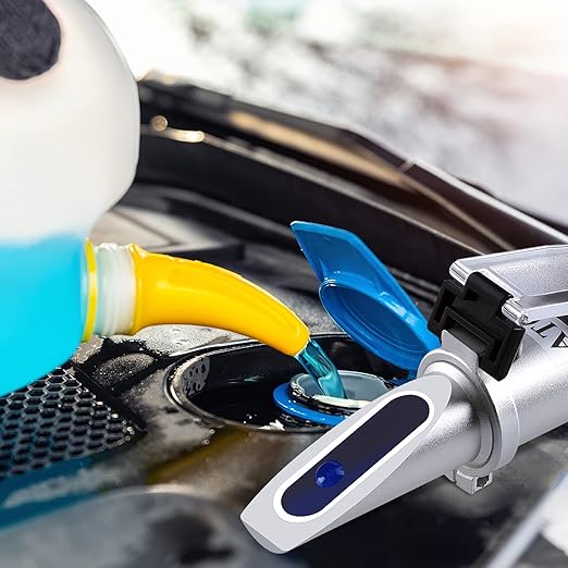 4-in-1 Antifreeze Refractometer, Antifreeze Tester with ATC, Antifreeze Coolant Refractometer for Automobile Antifreeze System, Battery Fluid, Glycol Coolant, Windshield Washer Fluid