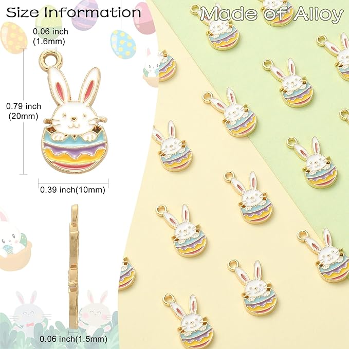 LiQunSweet 20 Pcs Enamel Animal Charms Cute Mini Rabbit Charms for DIY Earrings Bracelet Keychain Necklace Jewelry Making and Crafting