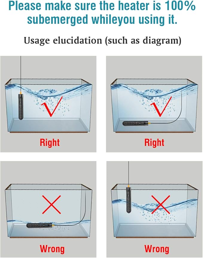 Aquarium Heater 100W Fish Tank Heater with Anti Scald Protector and Aquarium Thermometer, Fully Submersible Fish Heater for Marine Saltwater and Freshwater (15 to 25 Gallon)