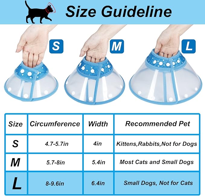 Vivifying Dog Cones for Small Dogs, Adjustable 8-9.6 Inches Soft Lightweight Elizabethan Collar for Small Dogs and Large Cats to Stop Licking Wounds After Surgery(Blue)