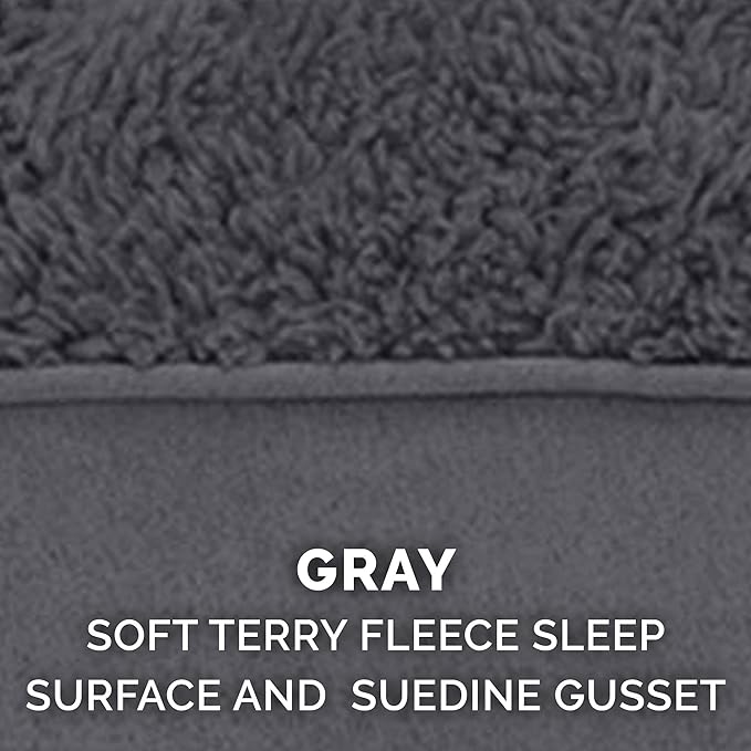 Furhaven Memory Foam Dog Bed for Large Dogs w/ Removable Washable Cover, For Dogs Up to 125 lbs - Terry & Suede Mattress - Gray, Jumbo Plus/XXL