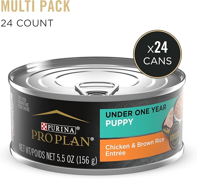 Purina Pro Plan Wet Puppy Food, Chicken and Brown Rice Entree - (Pack of 24) 5.5 oz. Cans