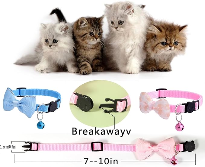 16 PCS Cute Cat Collar with Bells Kitten Collars for Girls Pink Cat Collar Breakaway Cat Collars for Girl Cats Small Kitten Collar with Bell Boy Pet Collar for Cats Kitten Supplies Flower Cat Collar