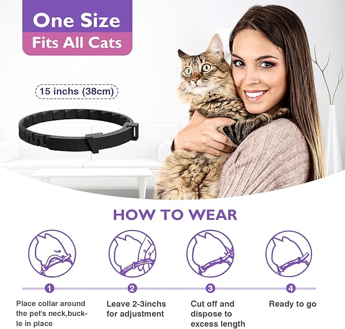 3 Pack Calming Collar for Cats and Kittens Pheromone Collar Efficient Relieve Reduce Anxiety Stress Pheromones Calm Relaxing Comfortable Breakaway Collars Adjustable for Small, Medium Large Cat