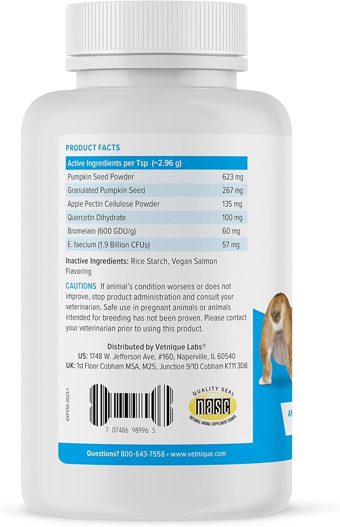 Glandex Dog Fiber Supplement Powder for Anal Glands with Pumpkin, Digestive Enzymes & Probiotics - Vet Recommended Healthy Bowels and Digestion - Boot The Scoot (Vegan Salmon, 5.5oz Powder)