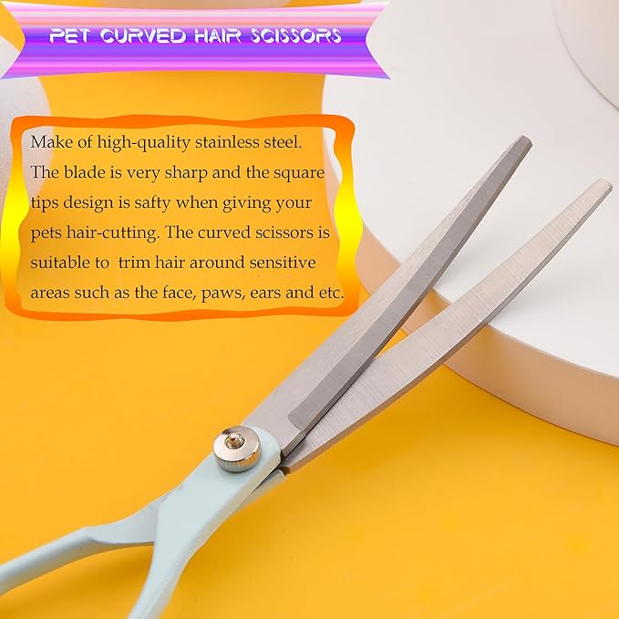 Grooming Scissors for Dogs at Home, Fcysy Professional Dog Grooming Kit Tijeras Para Cortar Pelo De Perros, Cat Grooming Scissors Curved Haircut Scissors Blending Shears Set for Pet Dog Cat Puppy