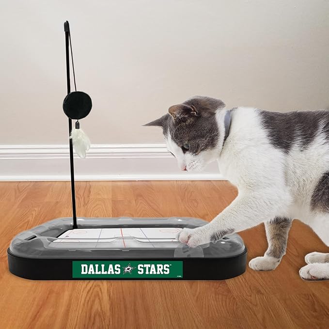 Pets First Cat Scratching Toy NHL Dallas Stars Hockey Field Cat Scratcher Tiy with Interactive Cat Ball Bell in Tracks. 5-in-1 CAT Toy