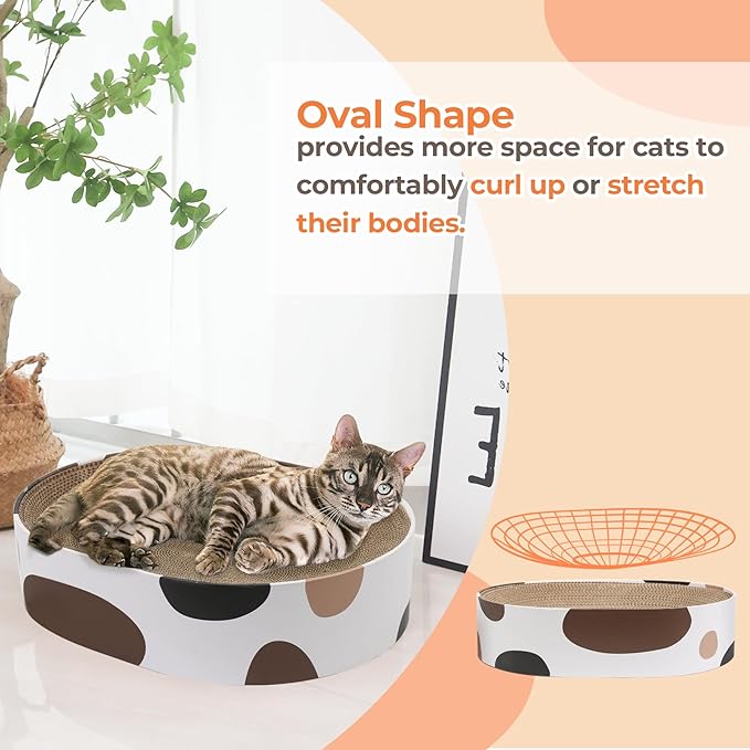 ComSaf Cat Scratching Board, Corrugated Cardboard Cat Scratcher Bed Lounge Durable Long Lasting, Cat Scratch Pad for Indoor Cats Protecting Furniture, 17 Inch x13 Inch (Oval)