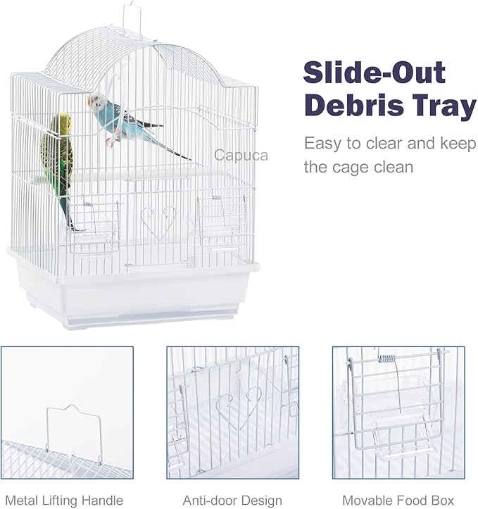 Small Bird Travel Cage-Lightweight Small Birds Starter Kit with Birdcages and Accessories Great for Parakeets Lovebirds Parrotlets Finches Canaries Removable Plastic Tray Include