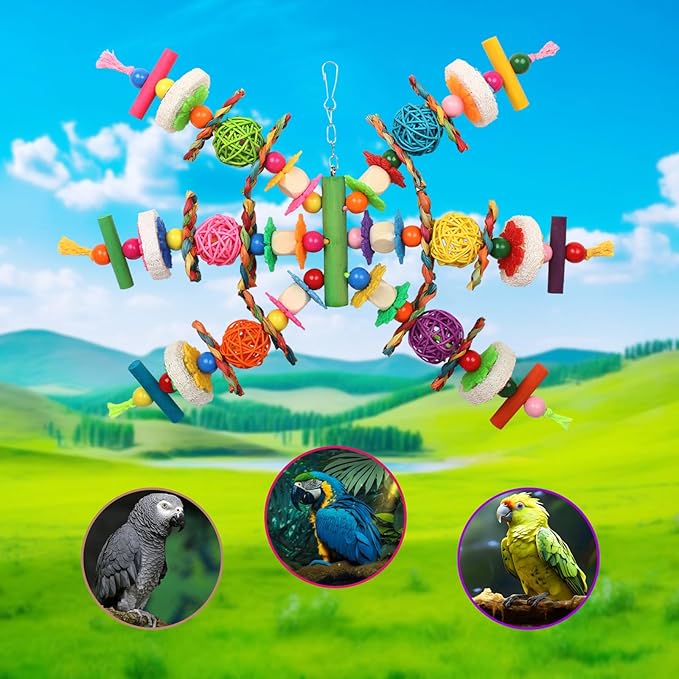 Parrot Toys, Large and Medium-Sized Bird Chew Toys, Suitable for African Gray,Macaws and Various Types of Amazon Parrots