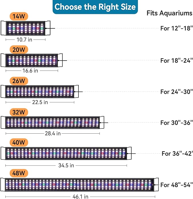 hygger Aquarium LED Light for Fish Tank Full Spectrum Lighting with 24/7 Day-Night Cycle Mode & Auto On/Off Timer, Adjustable Brightness, 7 Colors Options, Extendable Bracket for 18~24inch Freshwater
