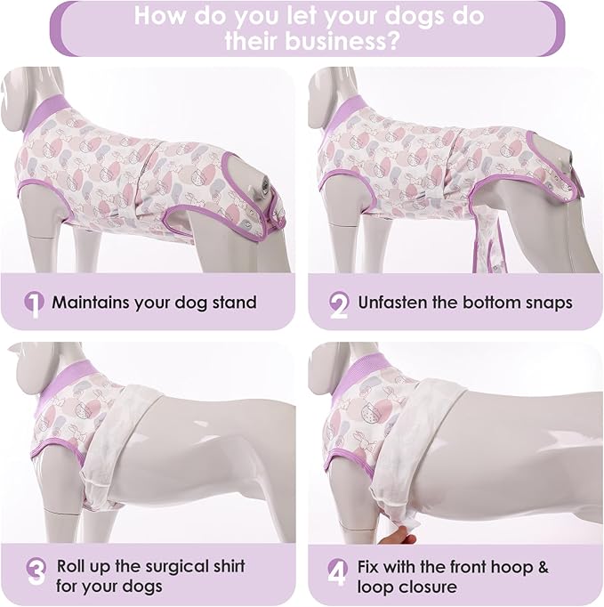 AOFITEE Dog Recovery Suit, Dog Surgical Recovery Suit for Female Dogs Male Dogs, Cozy Dog Onesie for Surgery, Cone E-Collar Alternative, Anti Licking Dog Surgical Shirt with Pee Hole, 2XL