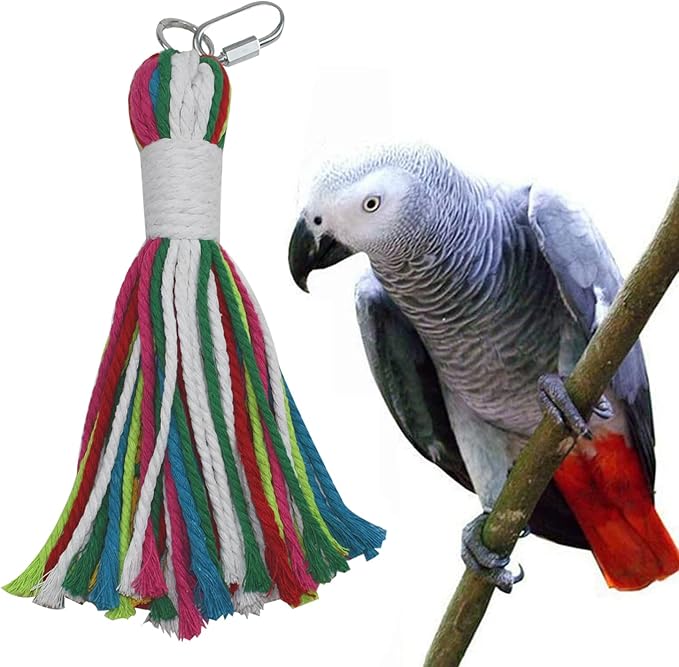 ASOCEA Pet Bird Parrot Colorful Cotton Rope Bite Chew Cage Hanging Toys for Cockatiels Macaws Parrots Small Medium Large Birds