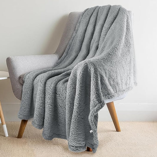 furrybaby Dog Blanket Soft Dog Blankets for Large Dogs Puppy Essentials Washable Sherpa Fleece Cat Blanket 41x65 Inches for Bed Furniture Couch Sofa (X Large, Grey)